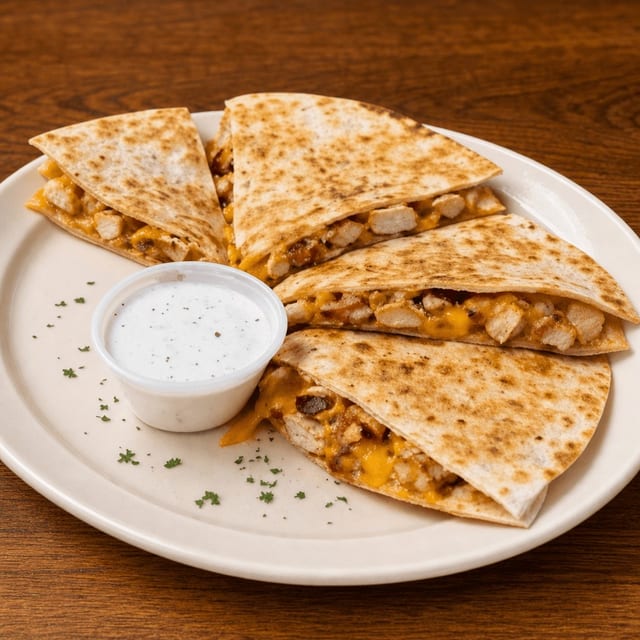 Grilled Chicken and Cheese Quesadilla.