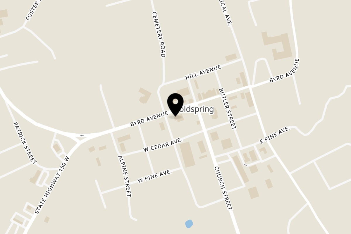 Map showing the location of The Texas Grill Coldspring on 15220 TX-150 in Coldspring